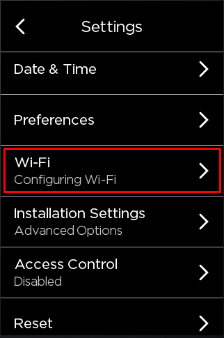 wi-fi configuration of an ecobee thermostat